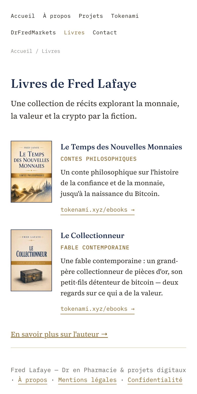 fredlafaye.com, un site réalisé par Fred HTML, sur téléphone